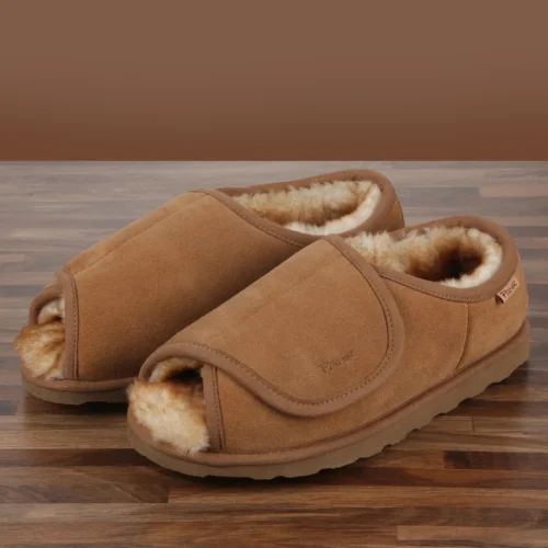 PAMIR Men's Full Back Adjustable Sheepskin Slippers SF803
